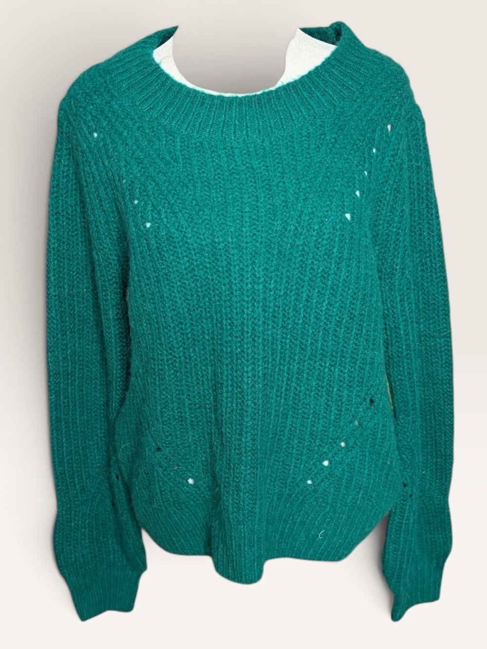 GAP Kelly Green Cable Crew Neck Sweater with Details